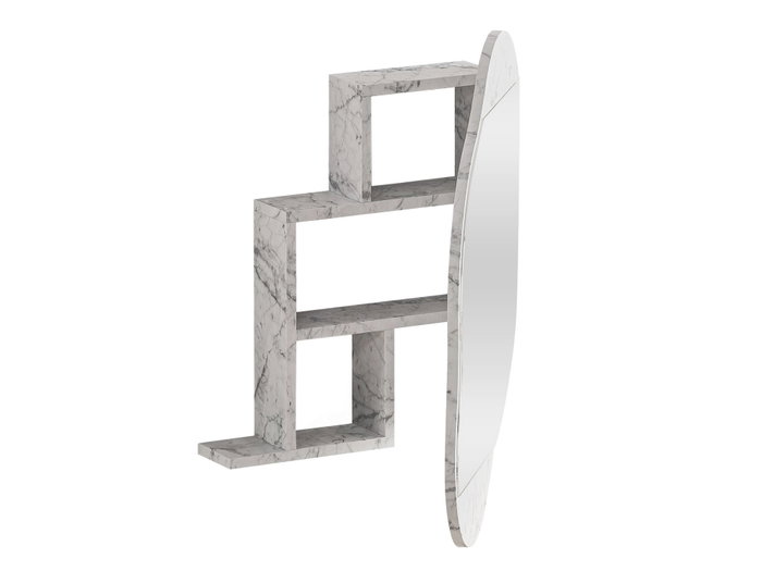 Hanah Home Mueble de Baño con Espejo Carrara 60cm x 75cm x 13cm Tablero Melamina Montaje Pared